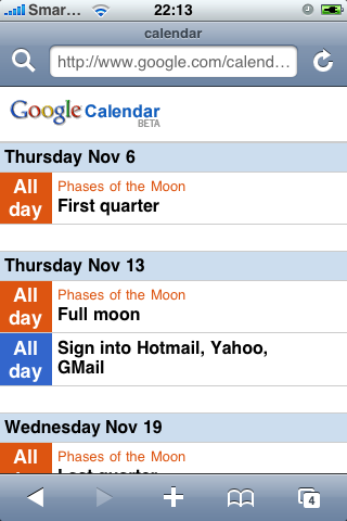 Google Calendar Week View
